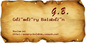 Gömöry Balabán névjegykártya
